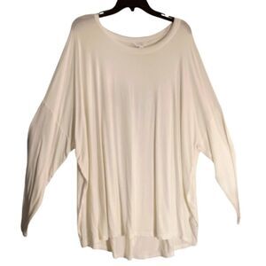 White Plus Size Scoop Neck Long Sleeve Pull Over T-shirt XL